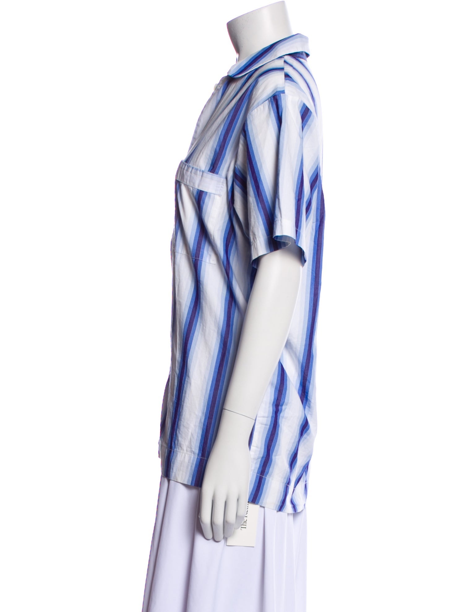 Tekla Striped Short Sleeve Button-Up Top